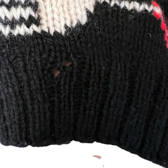 Vintage Main Street Outfitters Southwestern Shetland Wool Sweater Black Red VTG - Picture 6 of 6